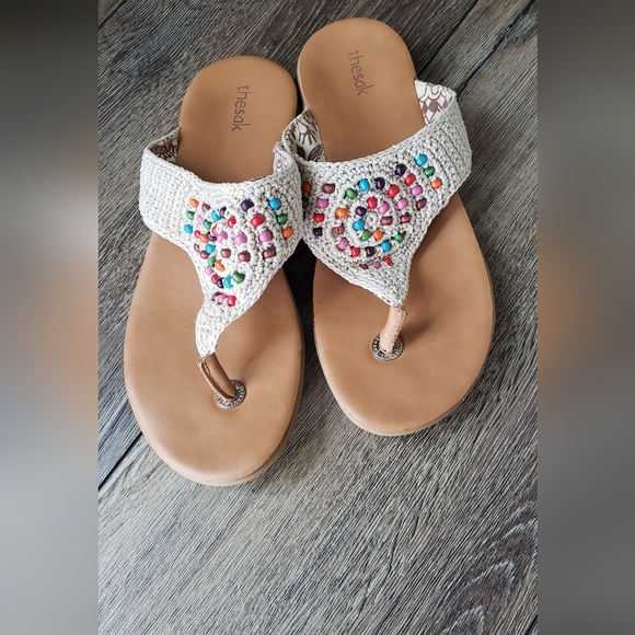 The Sak Shoes - The sak size 10 womens thong sandals comfy crochet